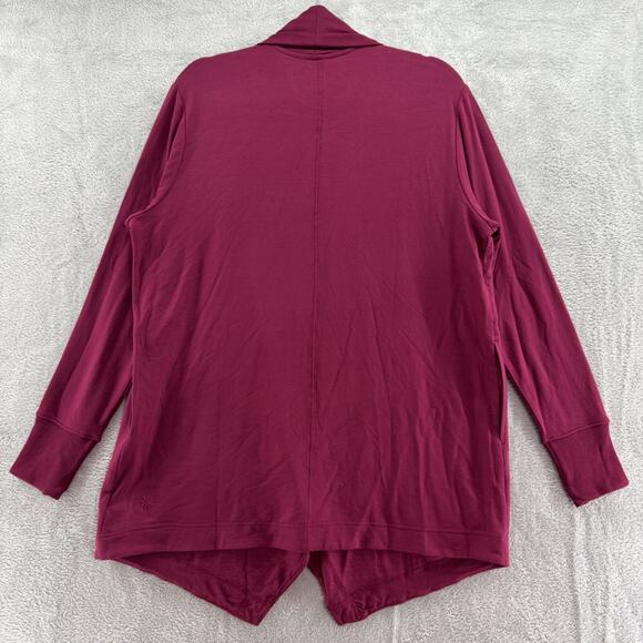 Athleta Cardigan Women M Burgundy Pranayama Restore Wrap Open Front Ultra Soft - Picture 8 of 16